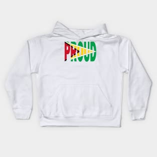 Guyana Flag Design in The Word Proud - Guyanese - Soca Mode Kids Hoodie